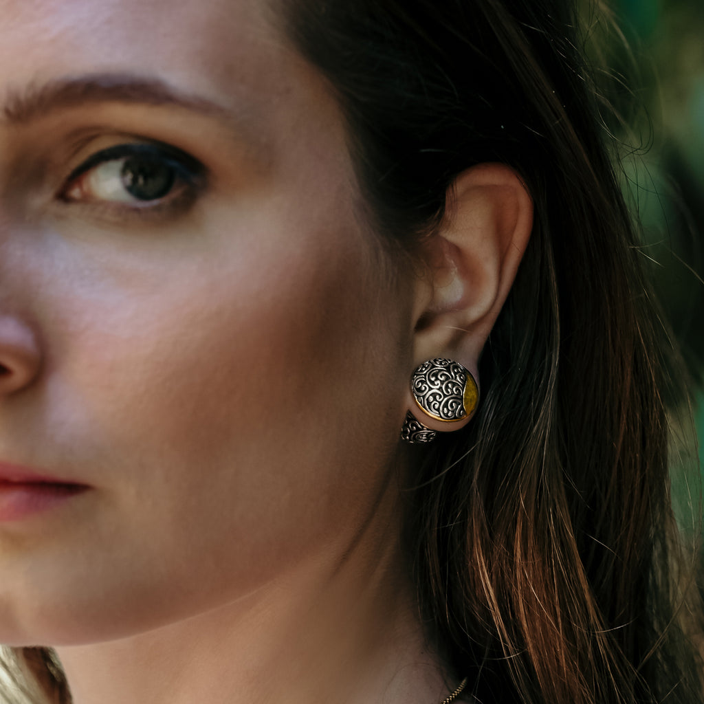 Large 925 Silver Subeng Earrings Ayung Collection