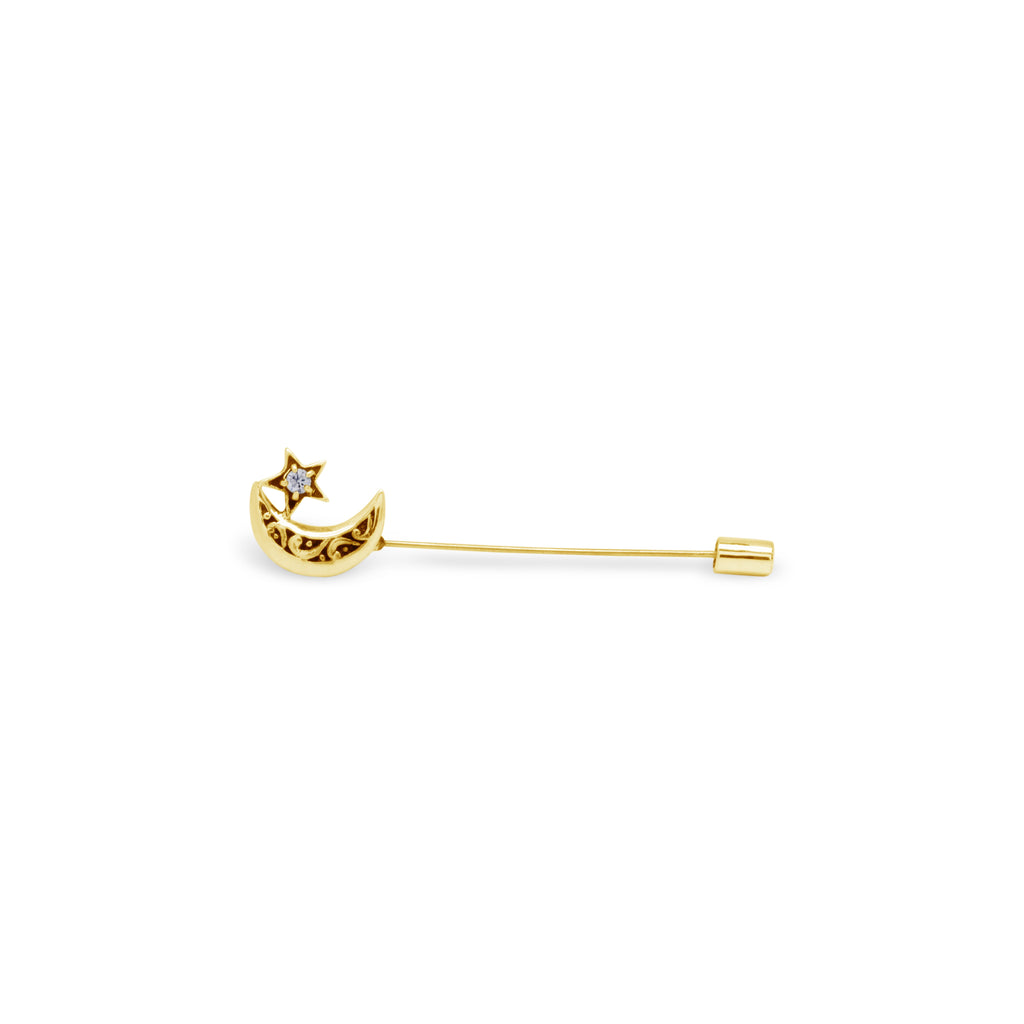 Celestial Moon Star Collection Sterling Silver 925 Brooch
