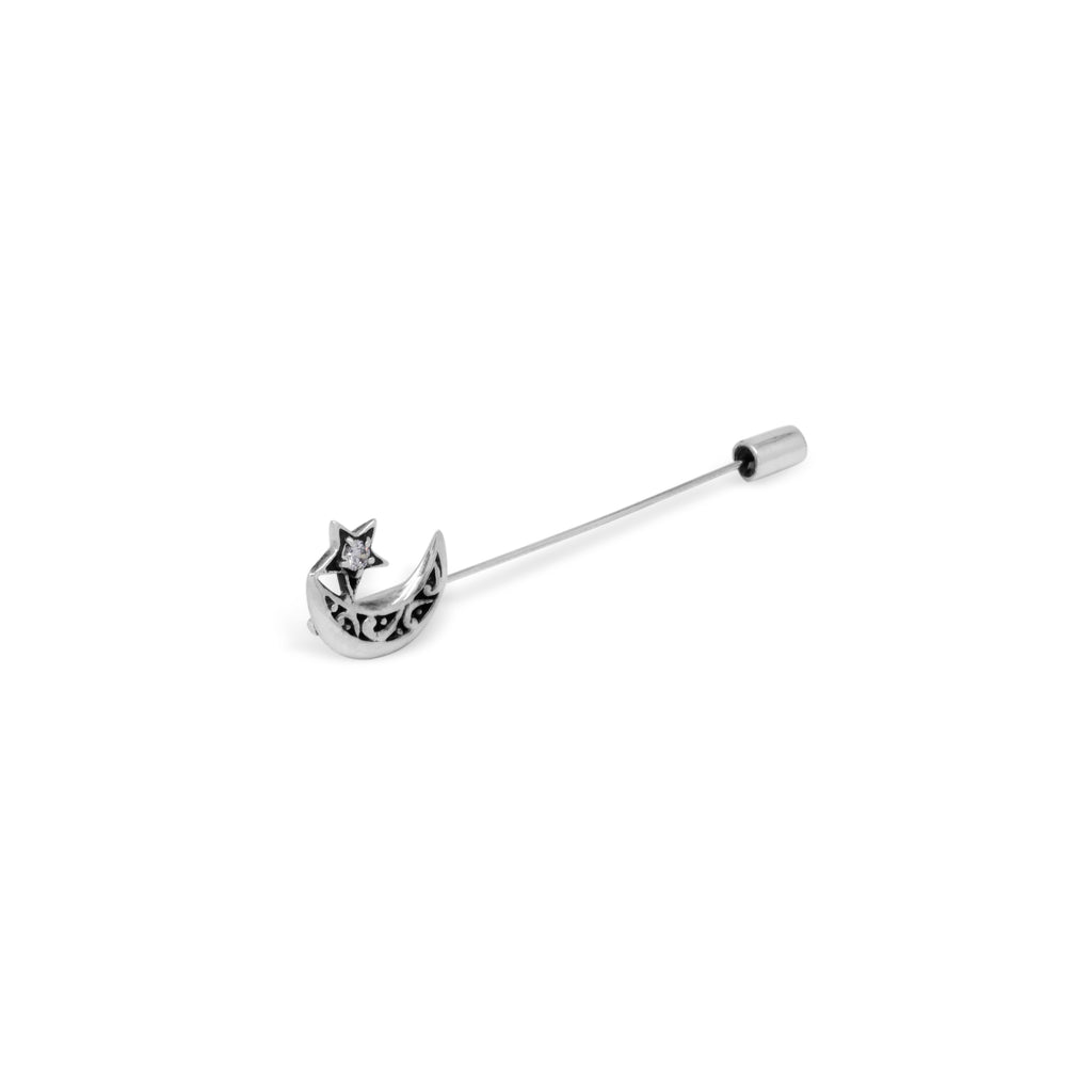 Celestial Moon Star Collection Sterling Silver 925 Brooch