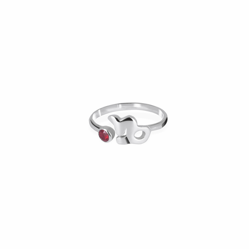 Adjustable Garnet Gemstone Zodiac Collection Ring Sterling Silver 925