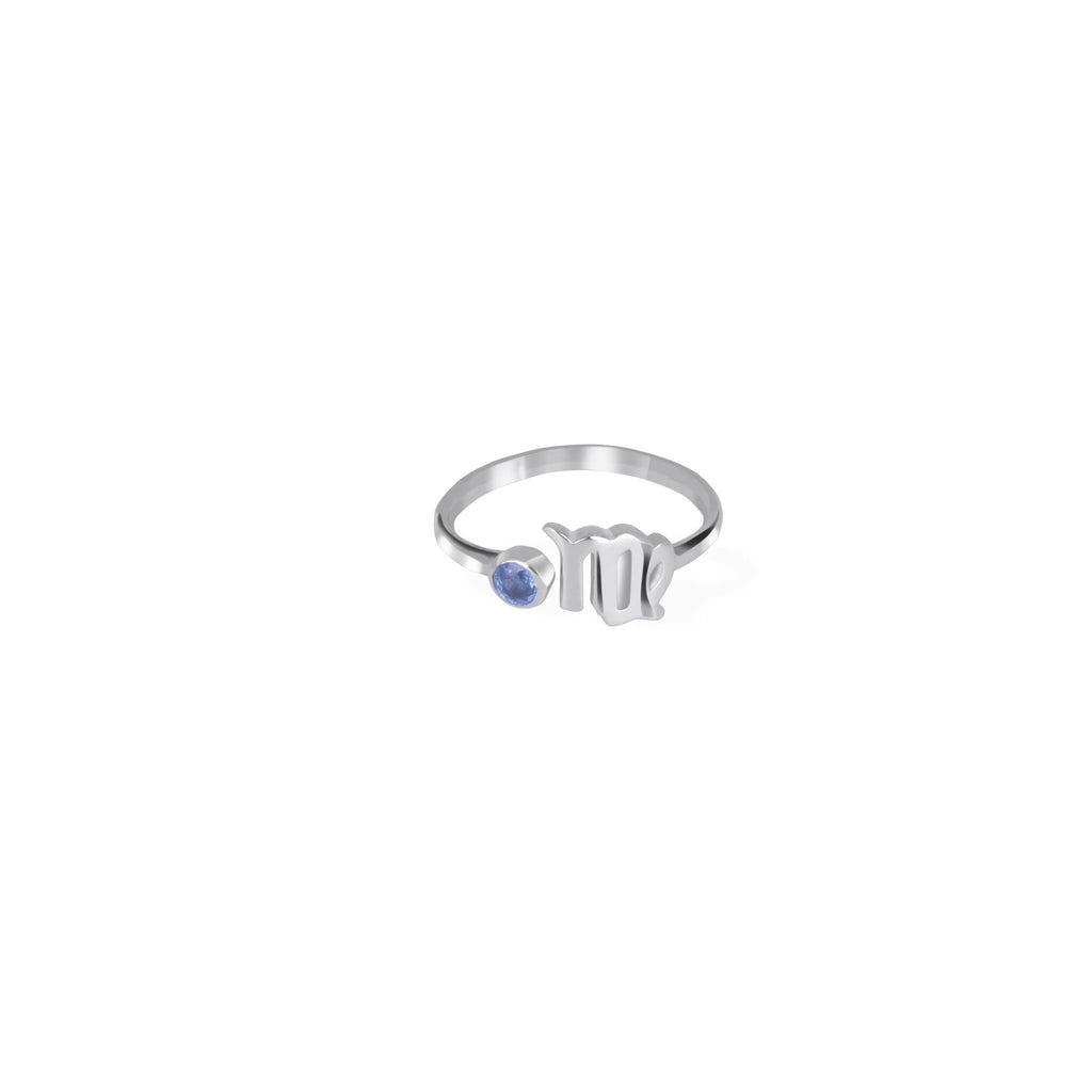 Adjustable Ring/ Zodiak Virgo Untuk Wanita/silver 925 Dengan Permata Safir Biru