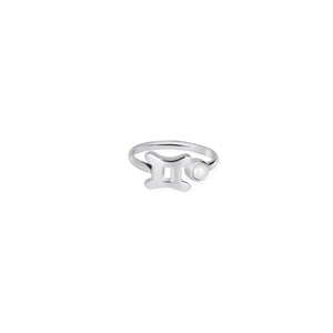 Adjustable ring / Zodiak Gemini Untuk Wanita /Silver 925 Dengan Mutiara Air Tawar