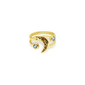 Celestial Collection Moon and Star Double Sterling Silver 925 Ring