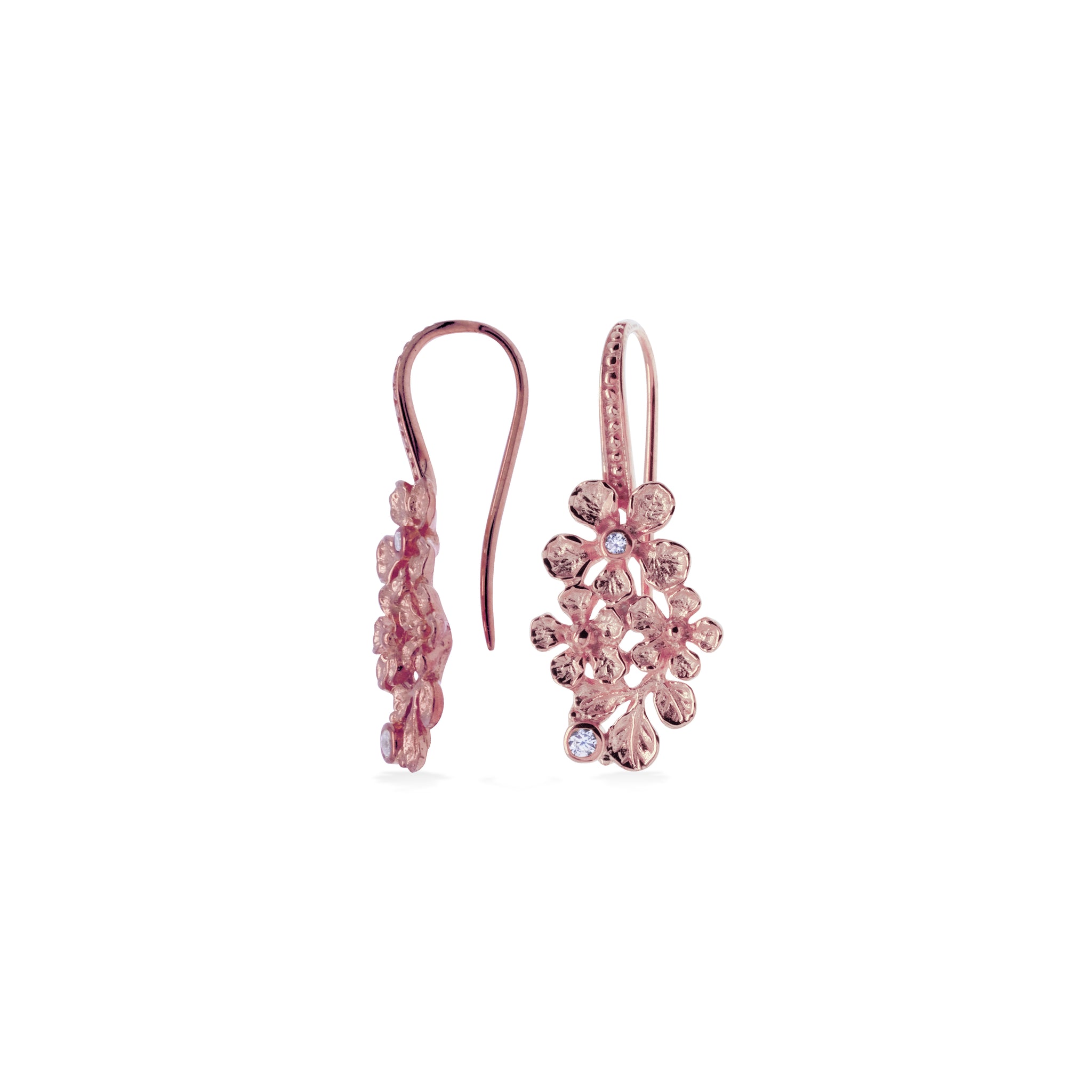 Anting Perak 925 Koleksi Flamboyan Dangling Earrings Rose Gold Plated