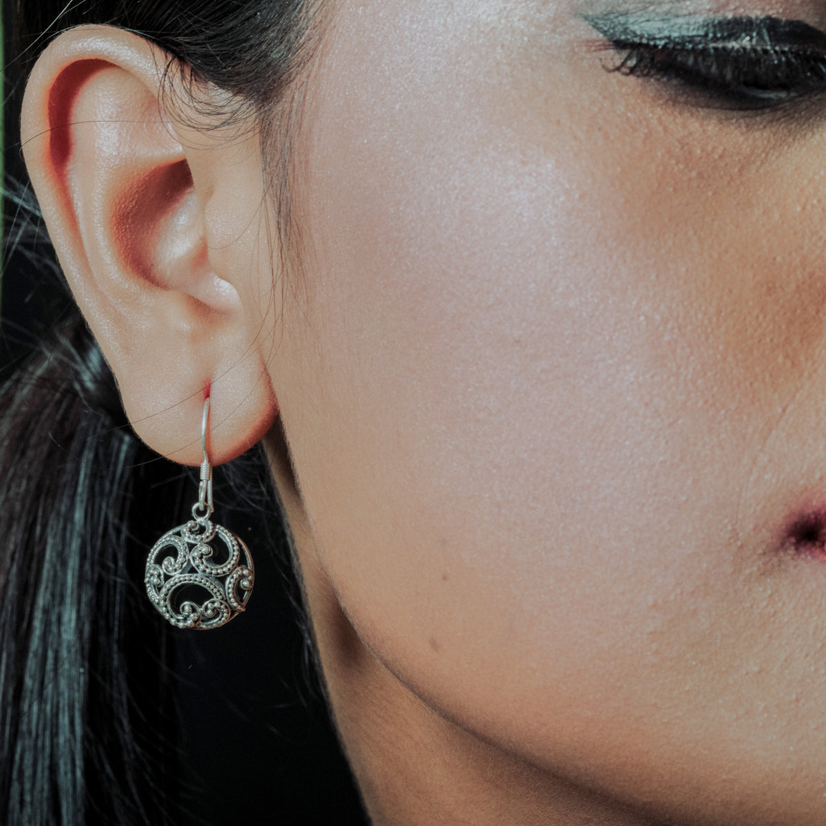 Anting Bulat Besar Perak 925 Koleksi Ombak Segara Sterling Silver