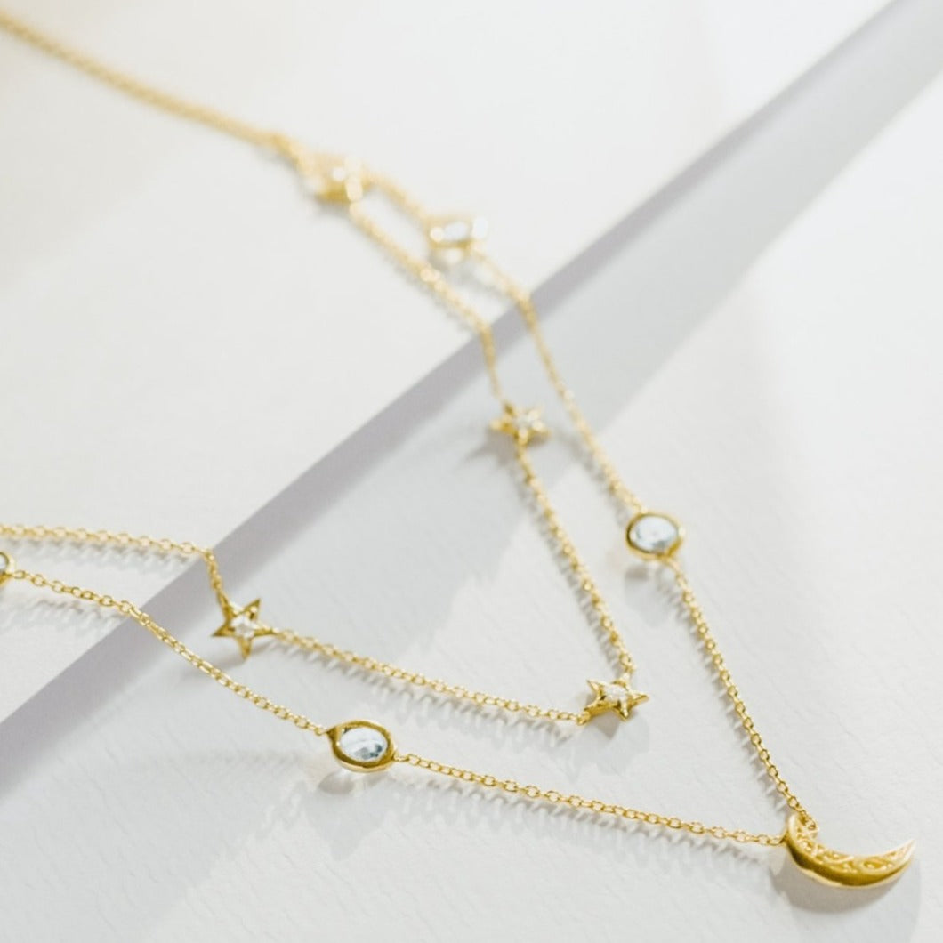 Kalung Perak Koleksi Celestial Bulan Bintang Sterling Silver 925