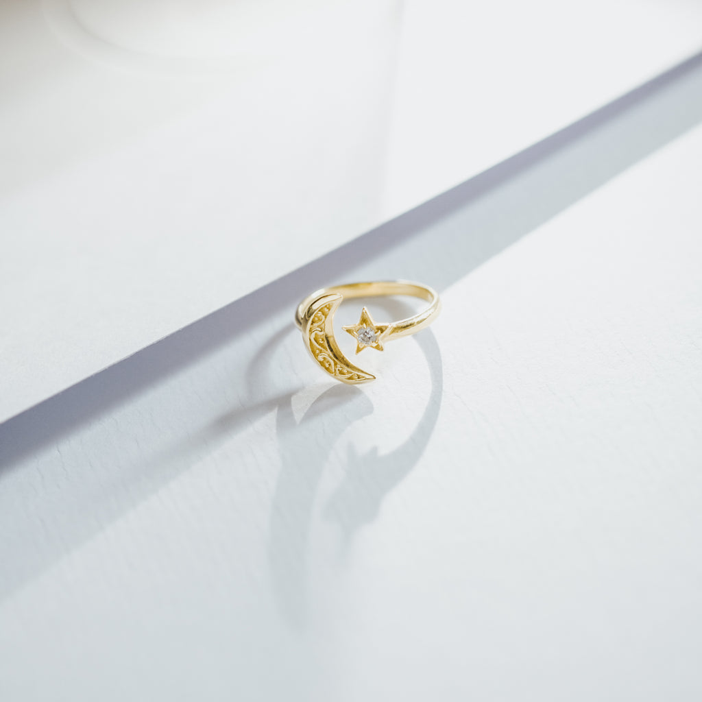 Celestial Moon Star Collection Silver Ring 925 Sterling Silver Single