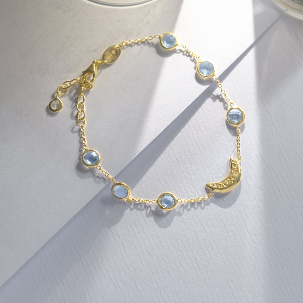 Celestial Moon Star Collection Sterling Silver 925 Bracelet