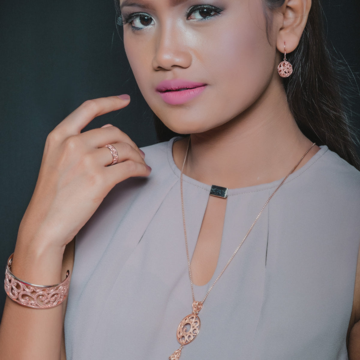 Anting Bulat Besar Perak 925 Koleksi Ombak Segara Sterling Silver
