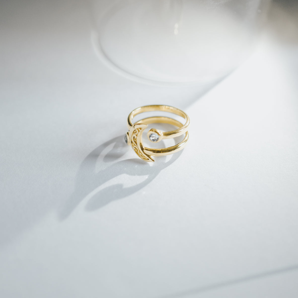 Cincin Perak Koleksi Celestial Bulan Bintang Double Sterling Silver 925
