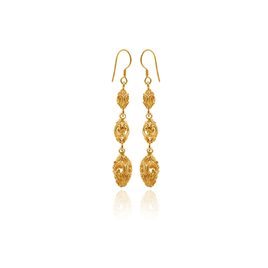 Anting Triple Drop Perak 925 Koleksi Ombak Segara Sterling Silver