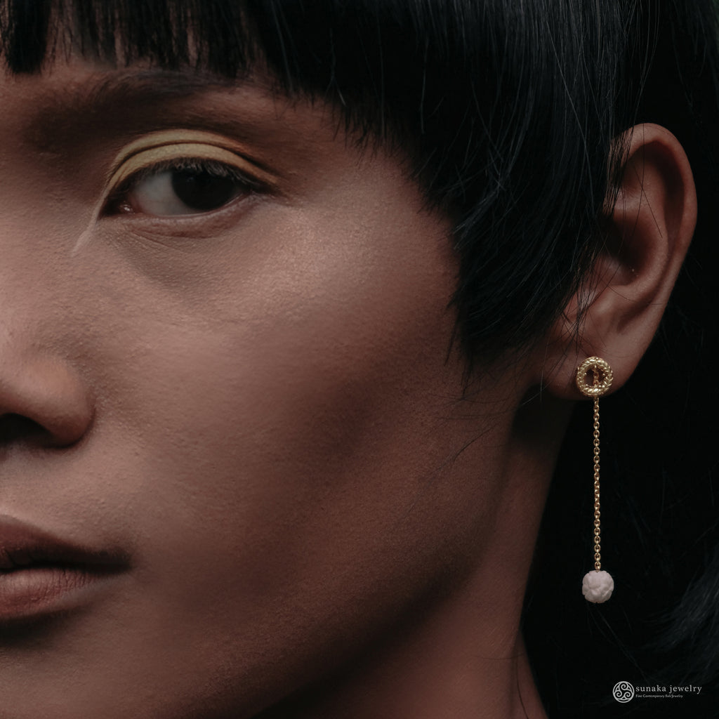 Small Drop Earrings Japanese Collection Sterling Silver 925 Gold Plated