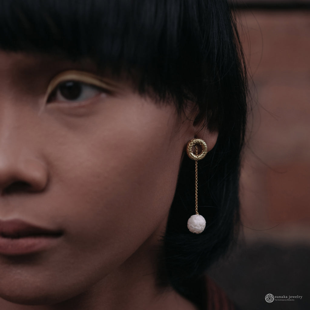 Anting Drop Besar Perak Koleksi Jepun Sterling Silver 925 Gold Plated