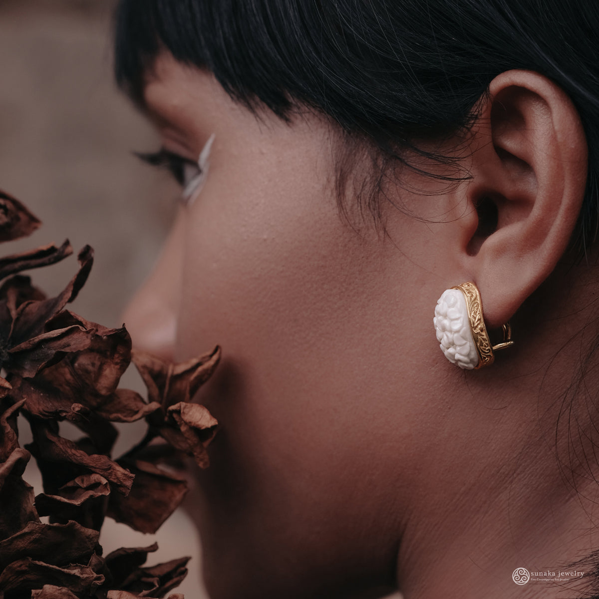 Anting Omega Perak Koleksi Jepun Sterling Silver 925 Gold Plated