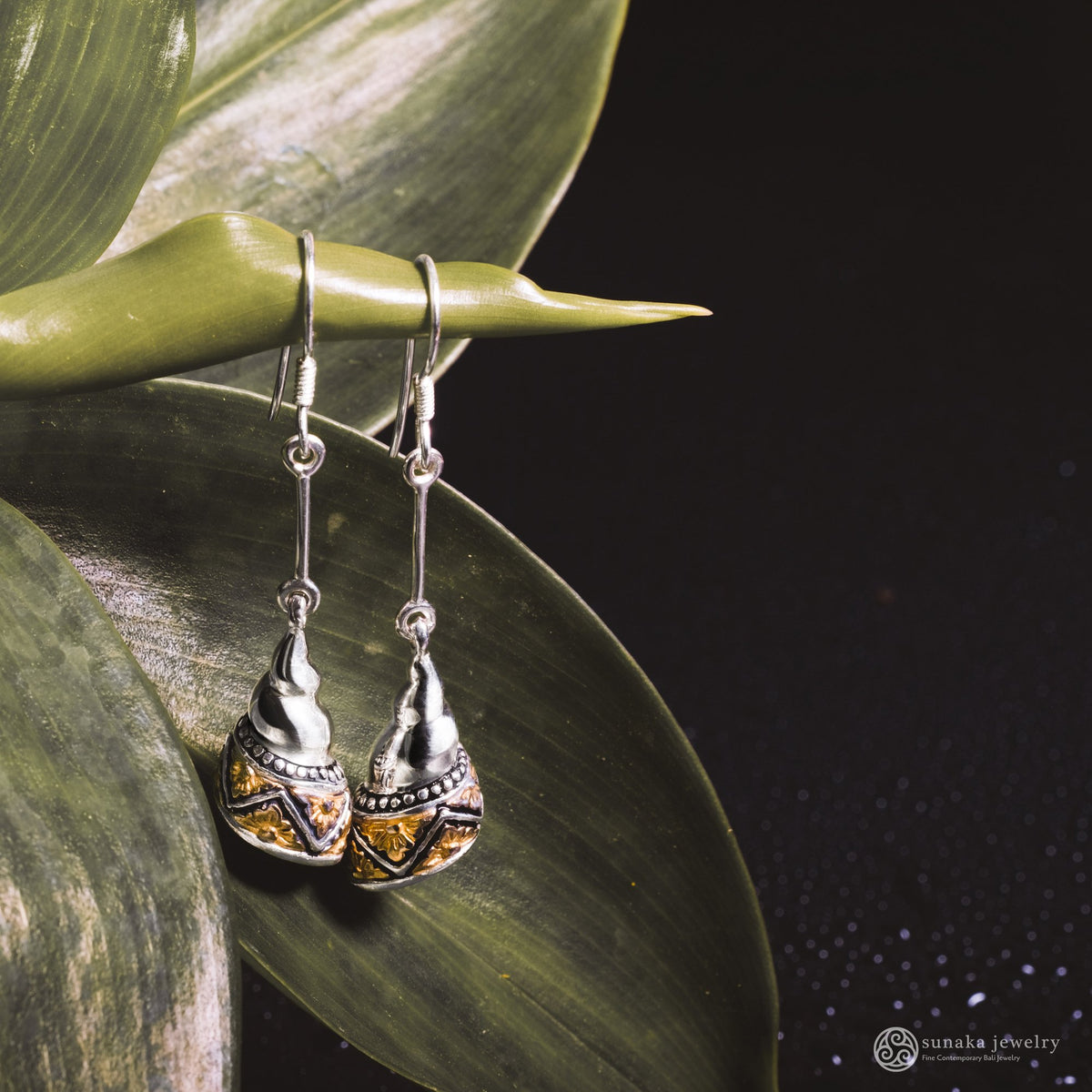 Anting Drop Perak 925 Koleksi Keong Emas