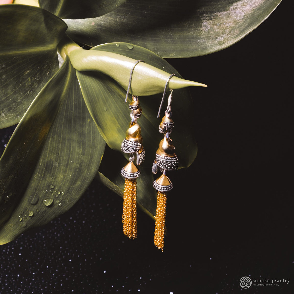 Anting Perak 925 Koleksi Keong Mas Model Double Drop Earrings