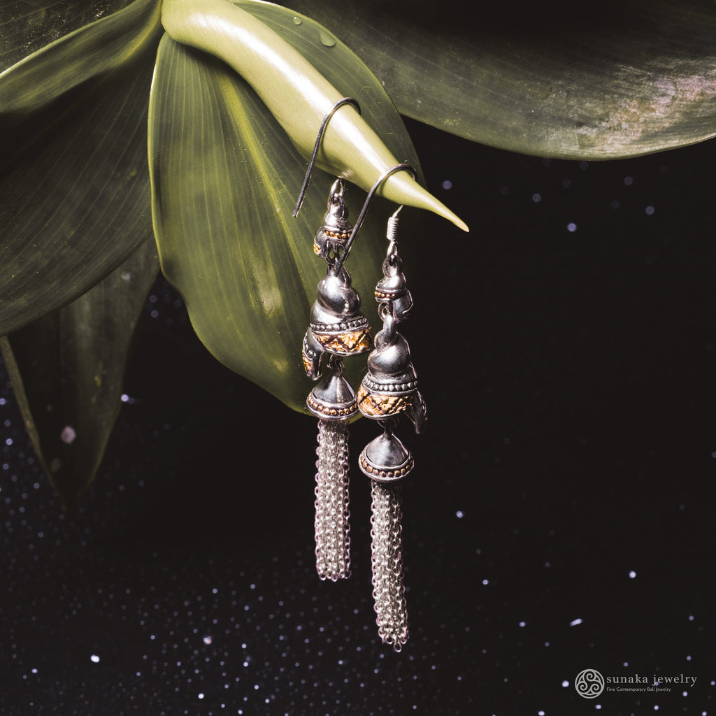 Anting Perak 925 Koleksi Keong Mas Model Double Drop Earrings