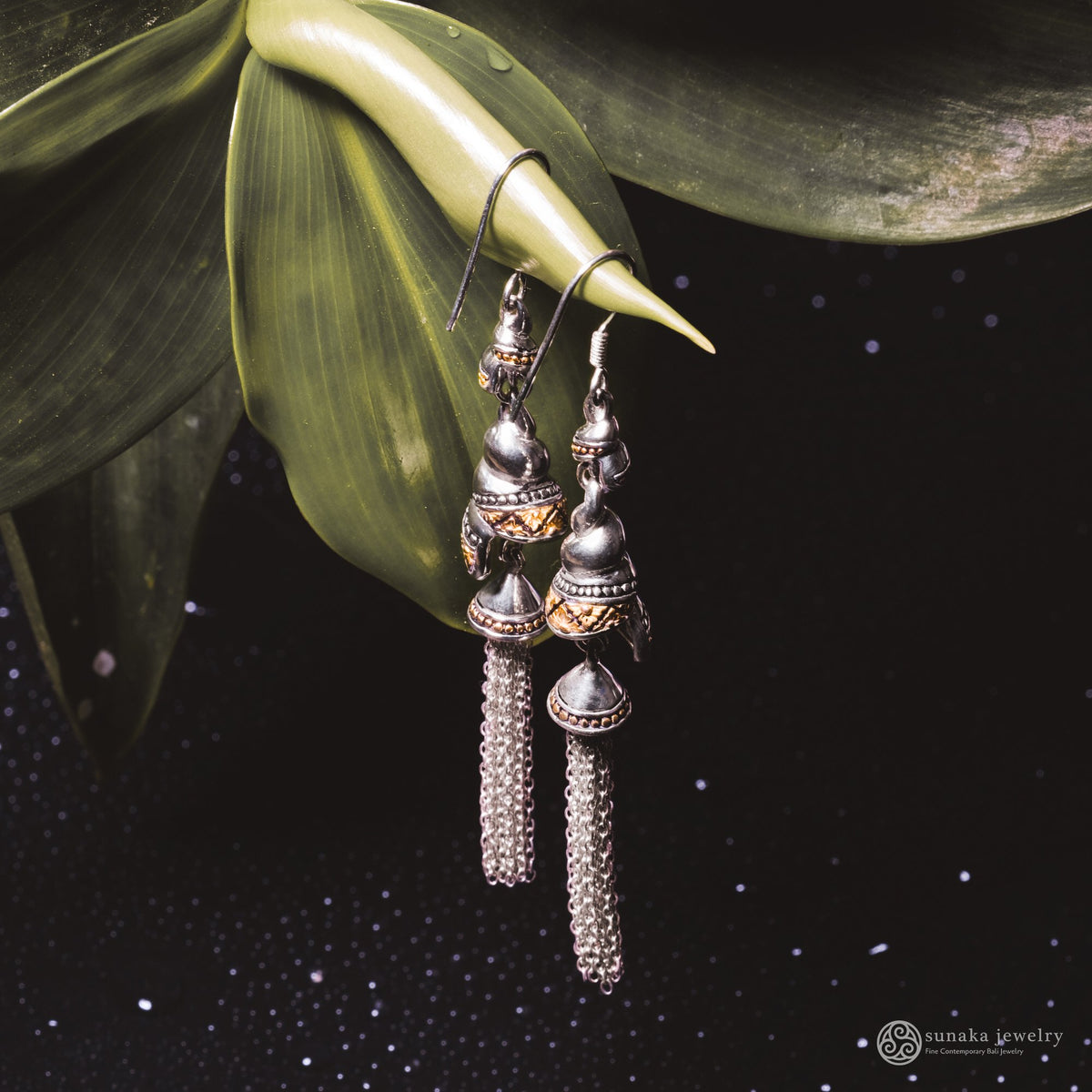 Anting Perak 925 Koleksi Keong Mas Model Double Drop Earrings