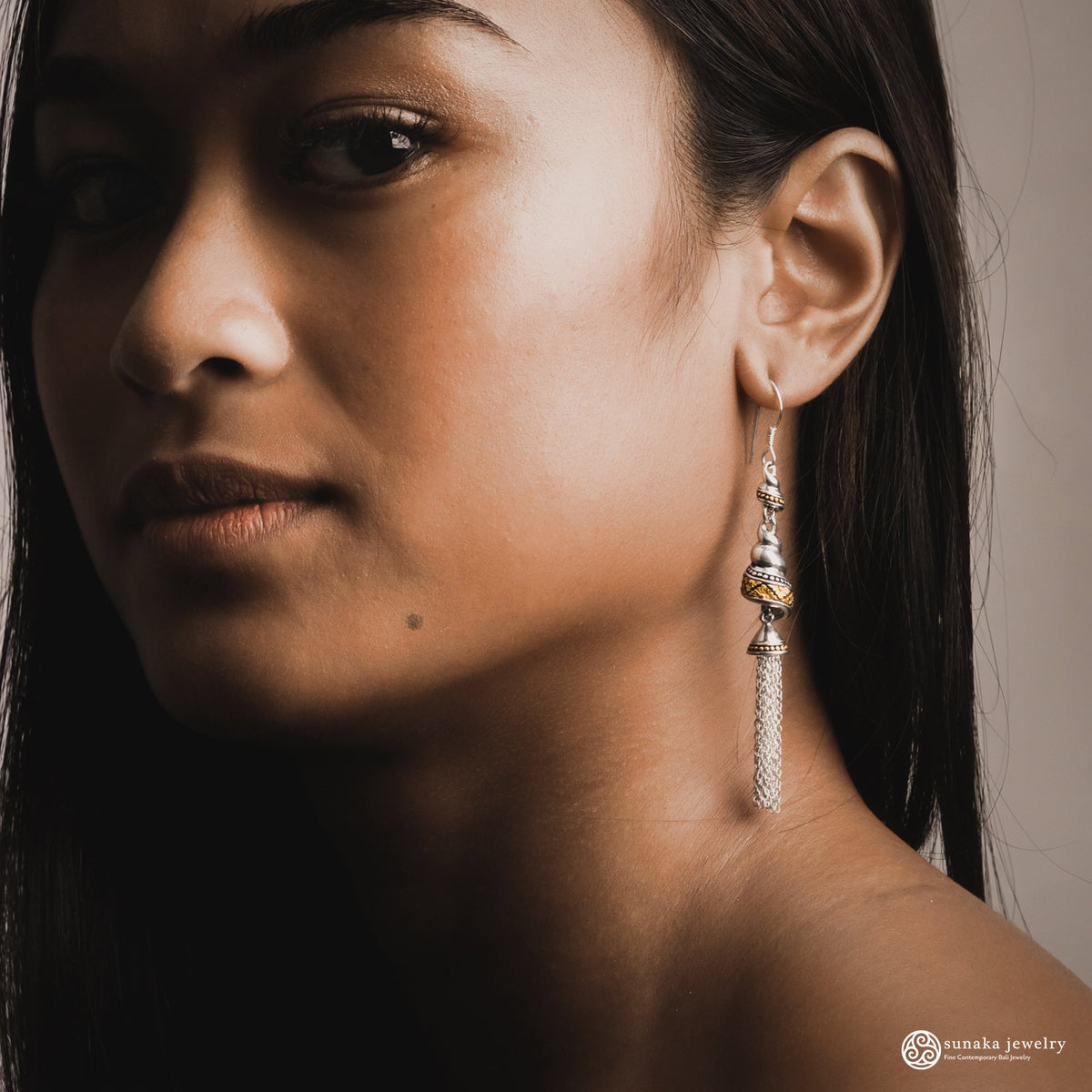 Anting Perak 925 Koleksi Keong Mas Model Double Drop Earrings