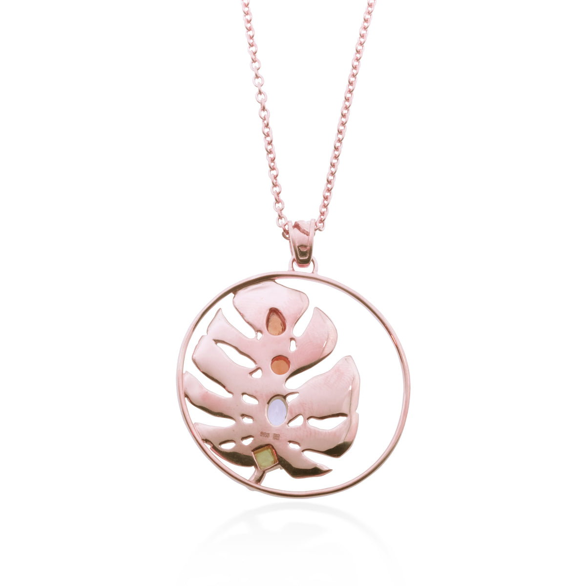 Kalung Perak 925 Koleksi Monstera Rose Gold Plated