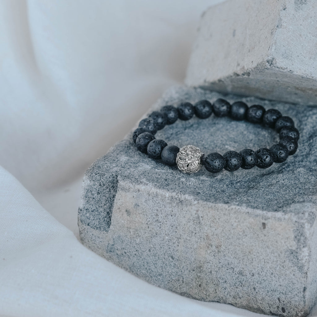 925 Sterling Silver Barong Lava Bead Oxidized Bracelet