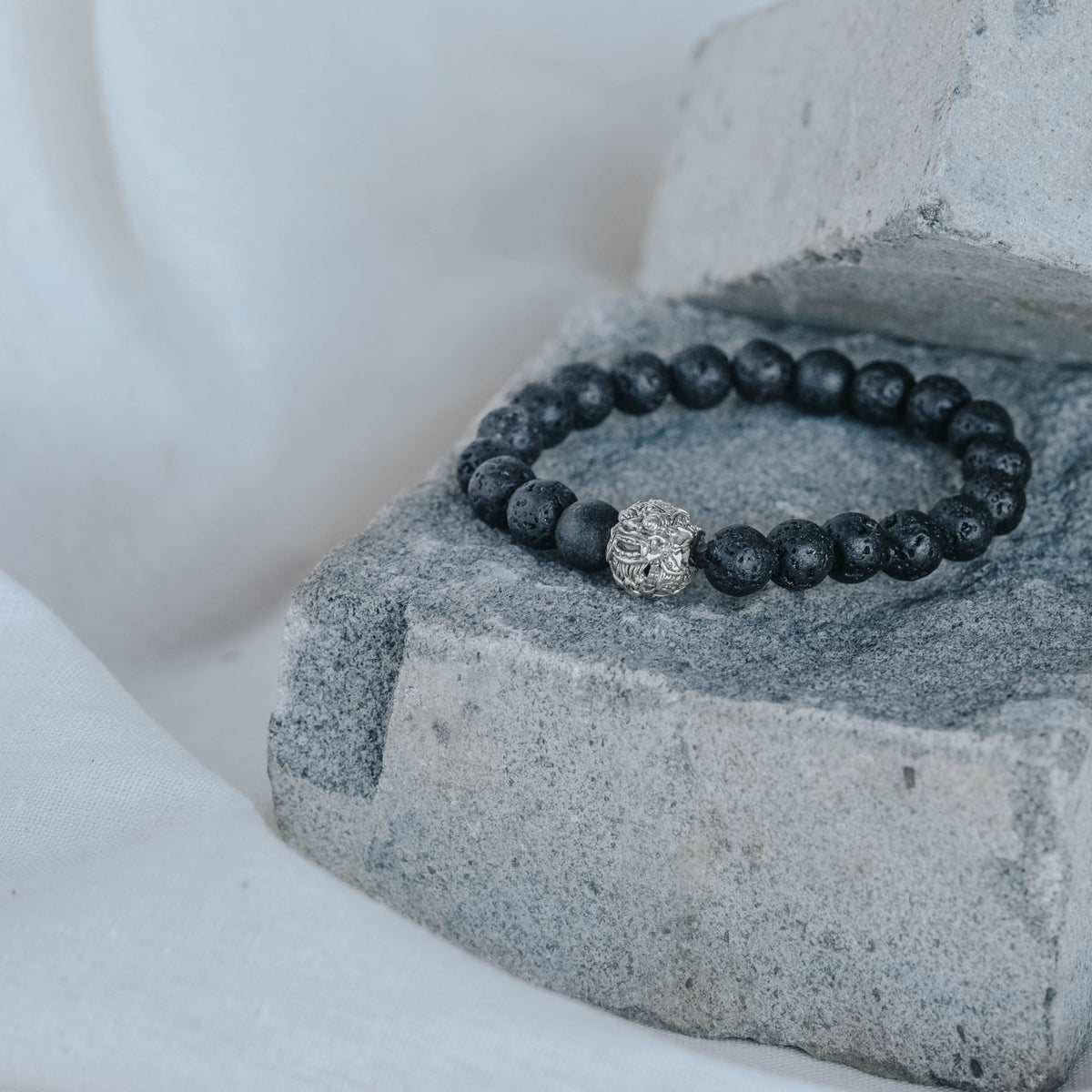 925 Sterling Silver Barong Lava Bead Oxidized Bracelet