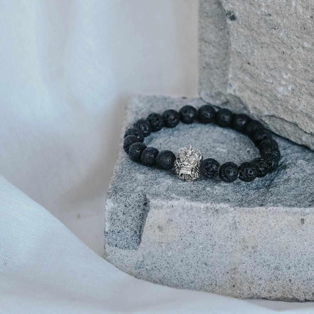 925 Silver Bracelet Lava Bead Rangda Sterling Silver Oxidized Collection