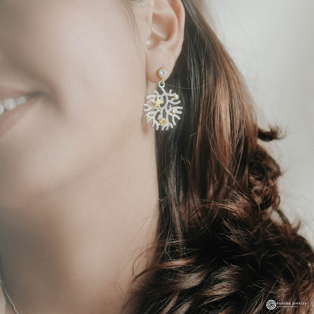 925 Silver Coral Reef Collection Earrings