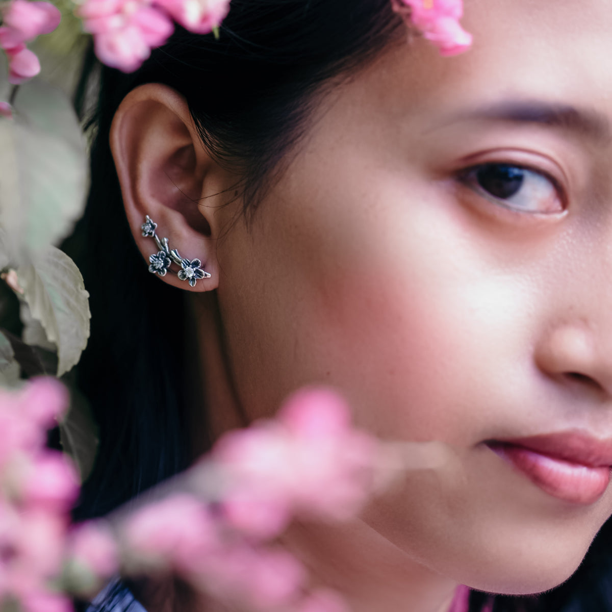 Anting Stud Perak 925 Koleksi Cherry Blossom Sterling Silver
