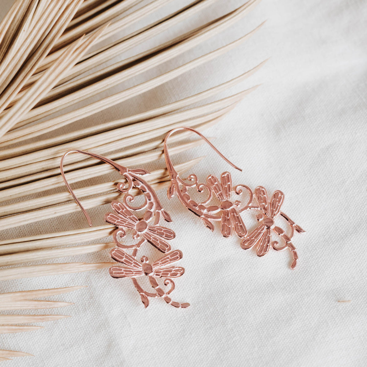 Anting Dangling Rosegold Plated Koleksi Capung Sterling Silver 925