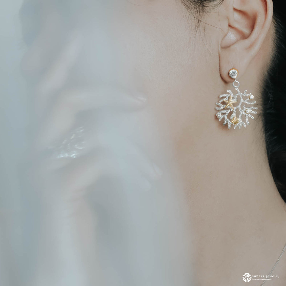 925 Silver Coral Reef Collection Earrings