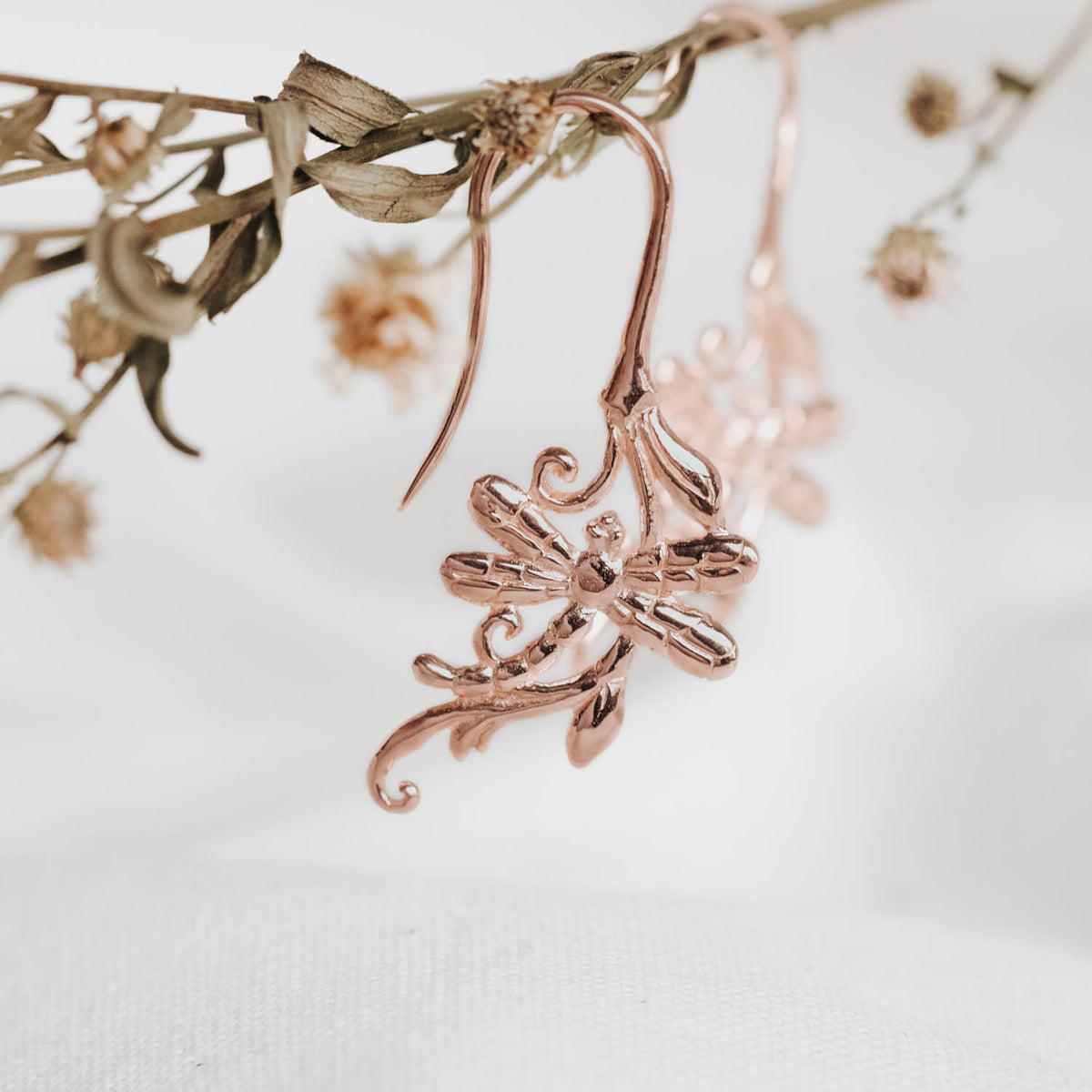 Anting Dangling Mini Koleksi Capung Rosegold Plated Sterling Silver 925