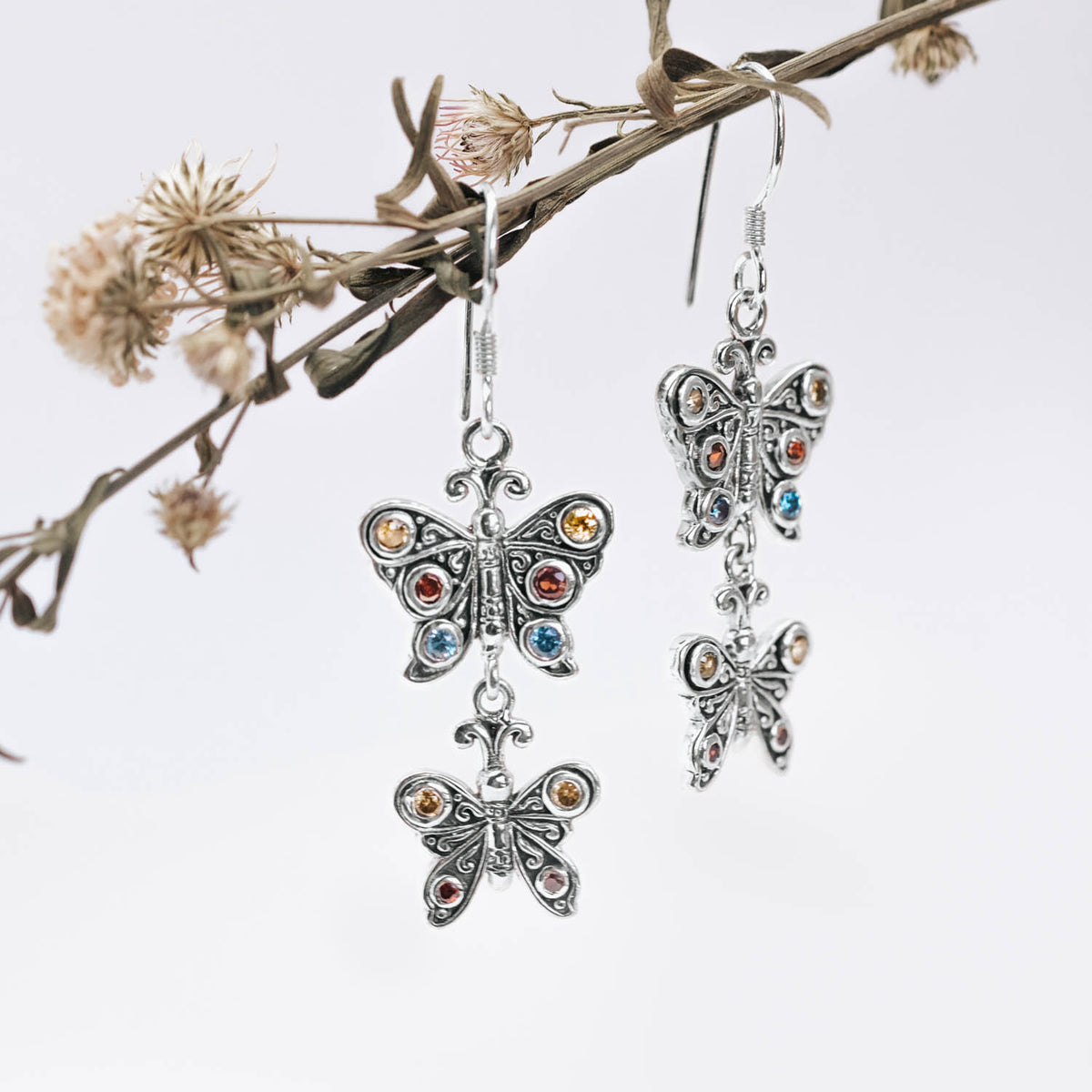 Anting Double Drop Perak Koleksi Kupu Kupu Sterling Silver 925