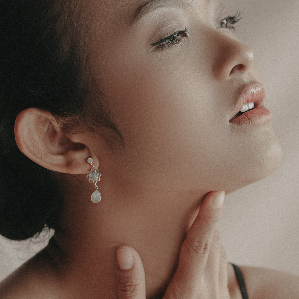 Anting Dangling Perak Koleksi Moonstone Sterling Silver 925