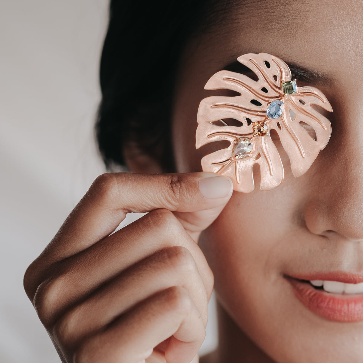 Bross Perak 925 Koleksi Monstera Rose Gold Plated