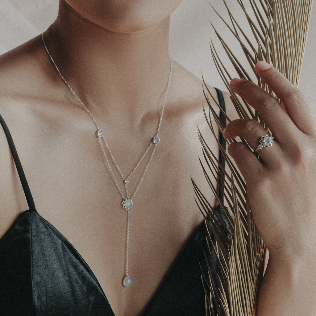 Moonstone Sterling Silver 925 Chain Necklace