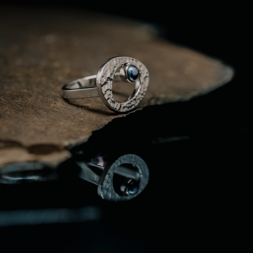 925 Silver Black Pearl Dulcet Collection Ring