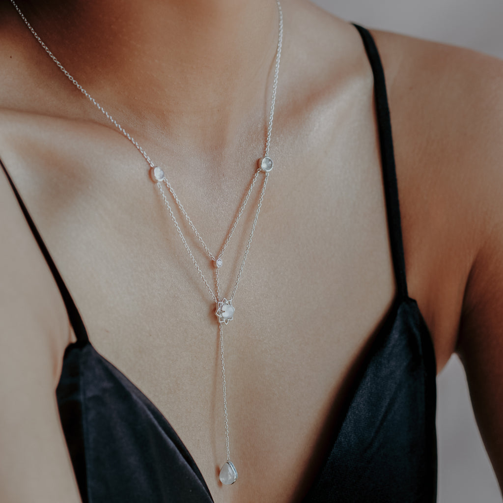 Moonstone Sterling Silver 925 Chain Necklace