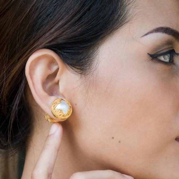 925 Sterling Silver Subeng Earrings Padma Acala Collection Gold Plated