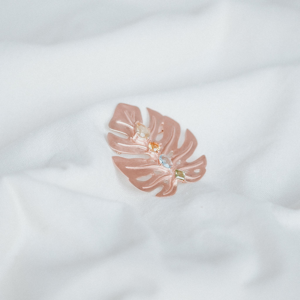 Bross Perak 925 Koleksi Monstera Rose Gold Plated