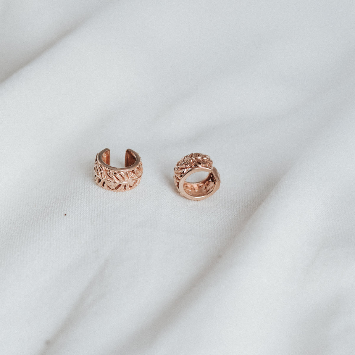 925 Silver Monstera Rose Gold Plated Cuff Earring
