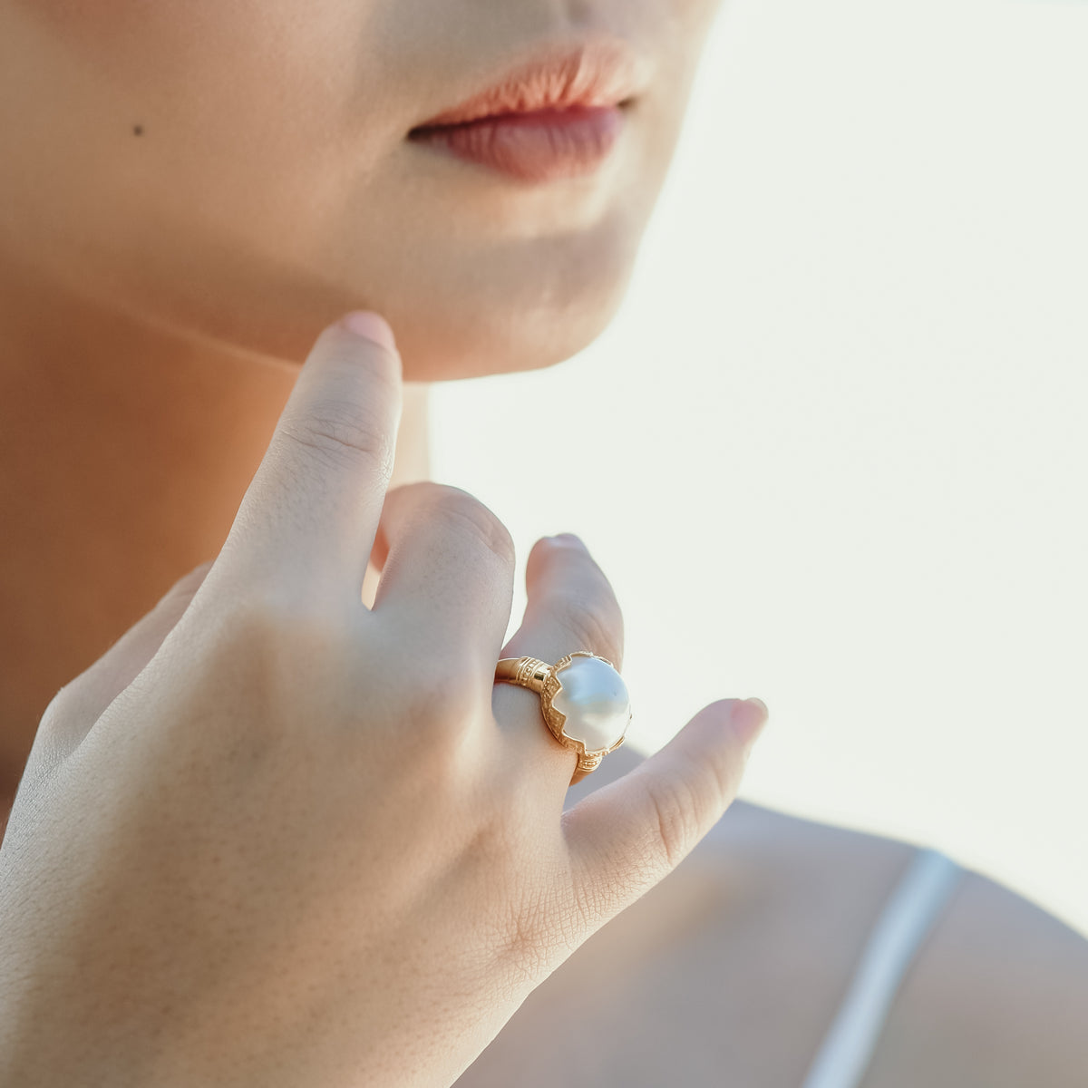 Mandalika Pearl Collection Sterling Silver 925 Gold Plated Ring