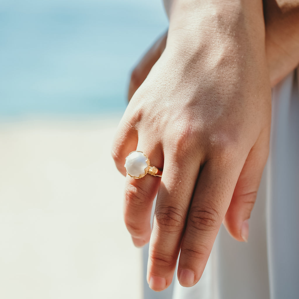 Mandalika Pearl Collection Sterling Silver 925 Gold Plated Ring