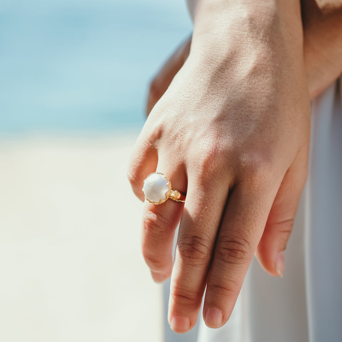 Mandalika Pearl Collection Sterling Silver 925 Gold Plated Ring