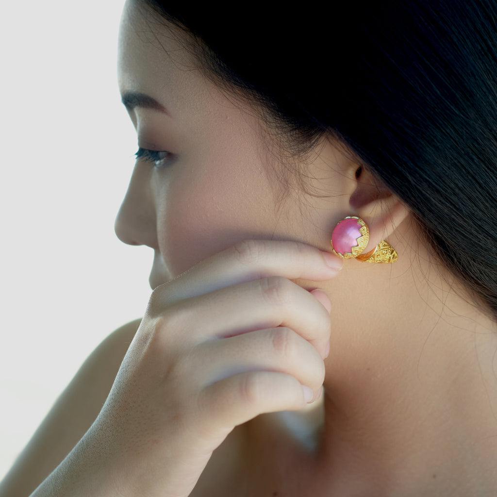 Large Subeng Silver Stud Earrings Mandalika Pearl Collection Sterling Silver 925 Gold Plated