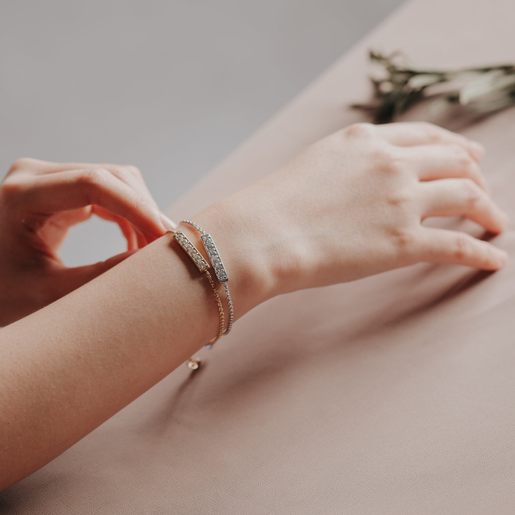 925 Silver Eternity Gemstone Bar Collection Bracelet