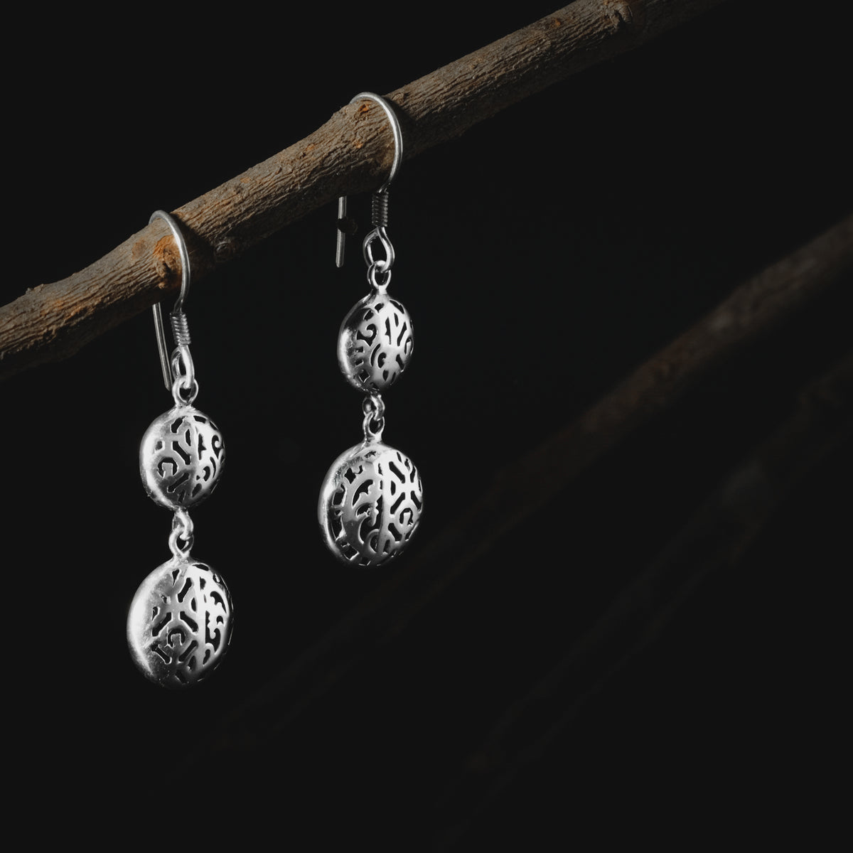 Bhineka Sterling Silver Double Hollow Dangle Earrings 925 Collection