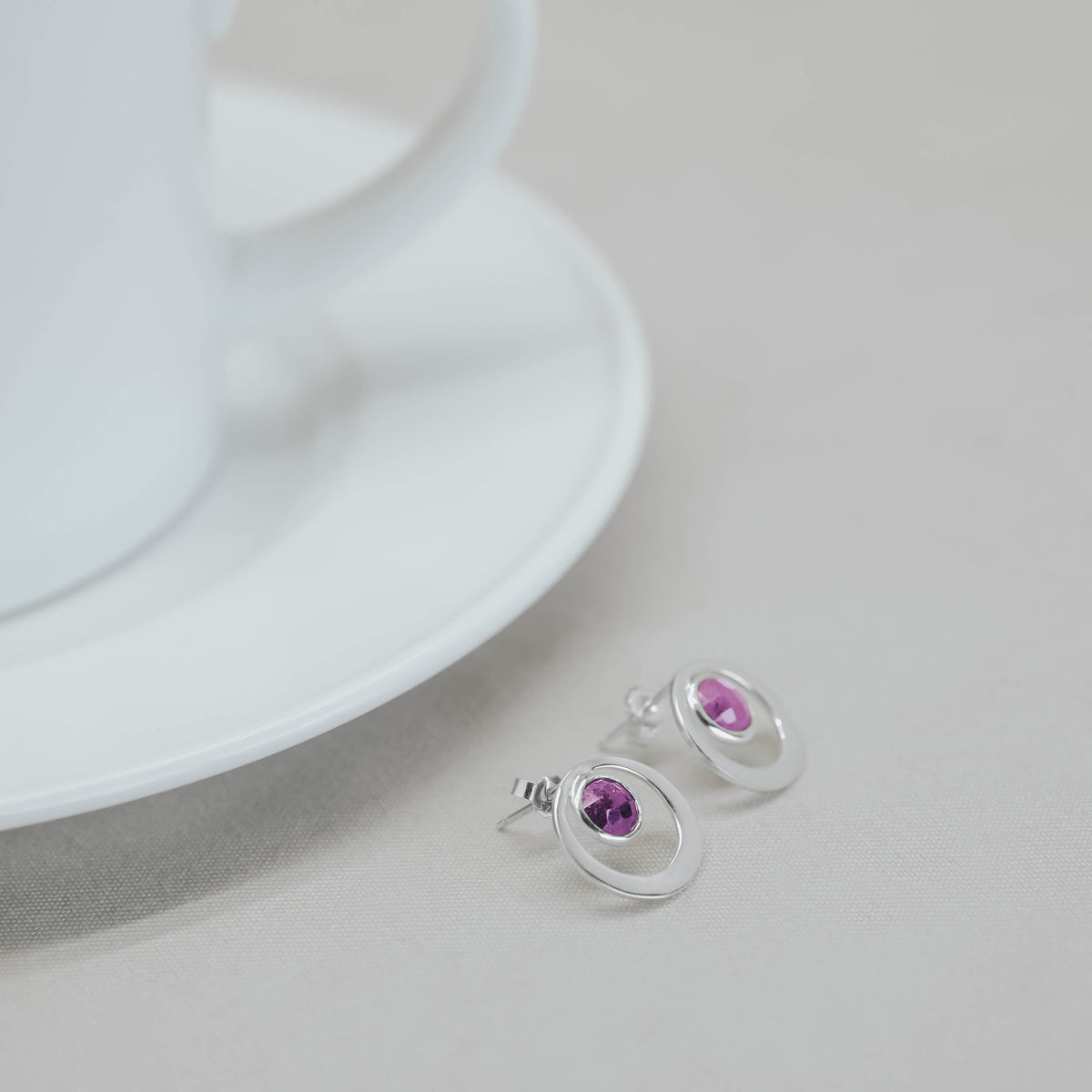925 Silver Stud Earrings Birthstone Collection Round Bar Custom Engraving