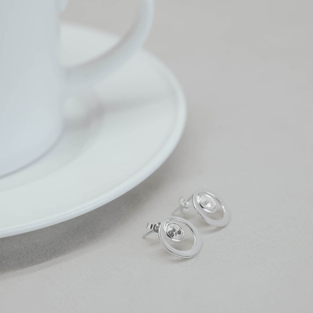 925 Silver Stud Earrings Birthstone Collection Round Bar Custom Engraving