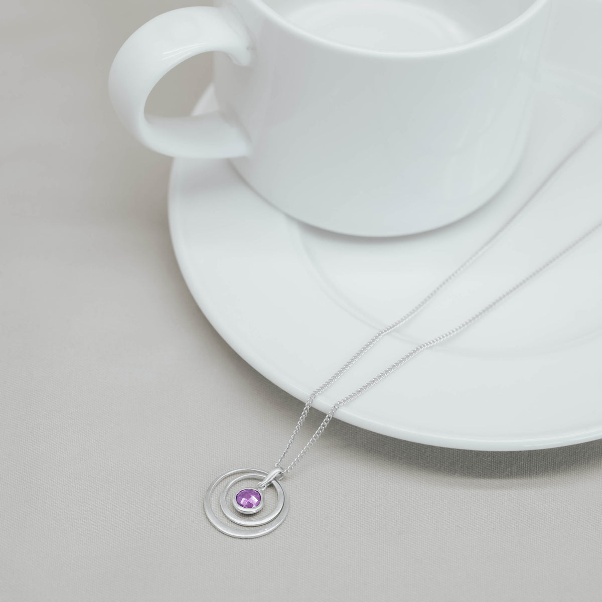 Pendant Perak 925 Koleksi Birthstone Round Bar Custom Grafir ( Tanpa Rantai)
